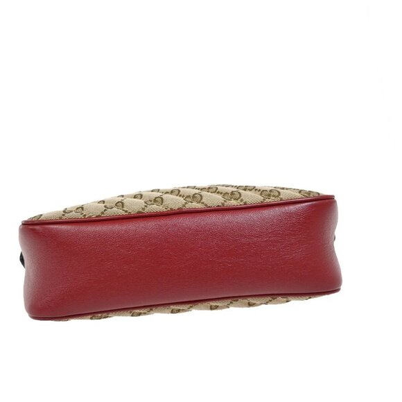 GUCCI Marmont GG Pattern Chain Shoulder Bag Canvas Leather Brown Red - Picture 5 of 14